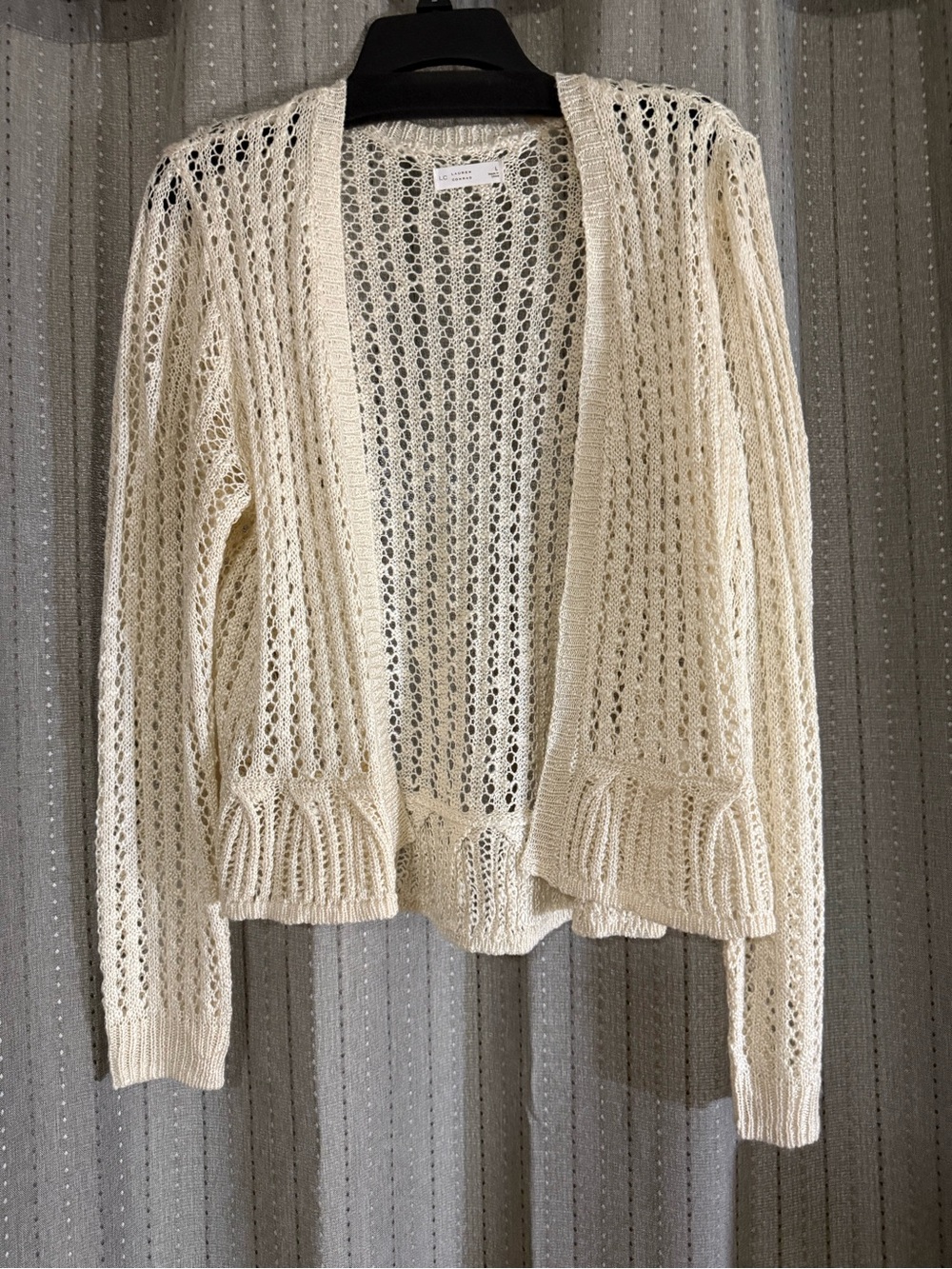 Lauren Conrad Cream Open Knit Crochet Cardigan Sweater Size L